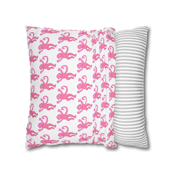 Preppy Monkey Pattern Hot Pink Pillow Cover with Zip Closure - Cover Only - Insert not included