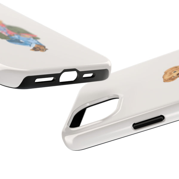 Preppy Bear Cargo Jacket iPhone case, Tough Protective double layer