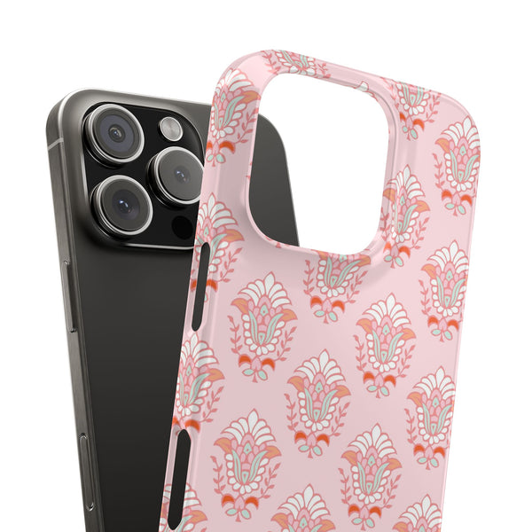 Preppy Boho Chic Block Print Phone Case Slim and Sleek, Impact Resistant Shell, all iPhone Models 14 Pro Max 13
