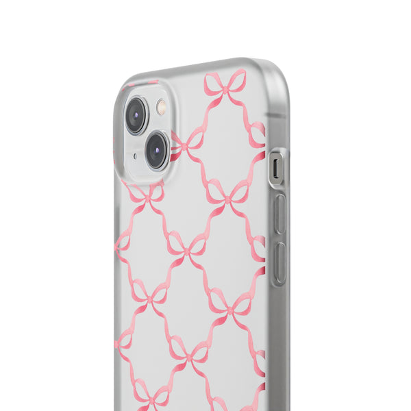Flexible Phone Case - Preppy Chinoiserie Watercolor Bows iphone Samsung clear access to all ports and functions