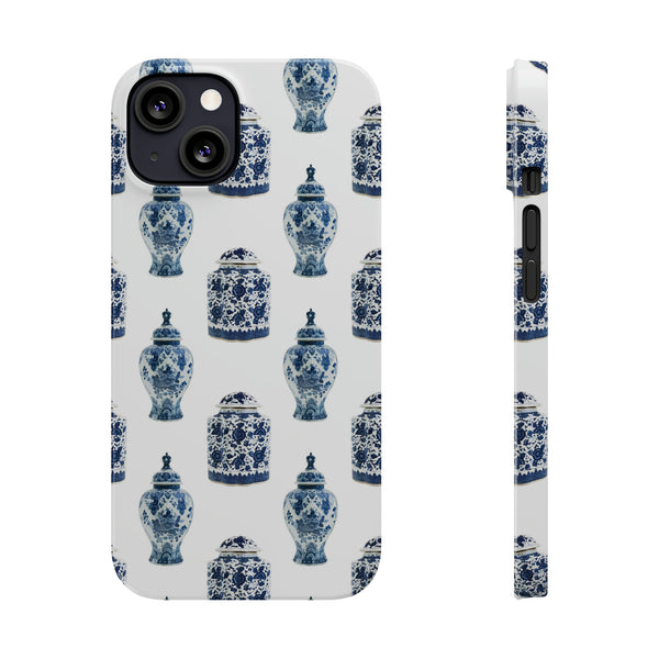 Chinoiserie Chic Toile Ginger Jar, Vase,  Phone Case in Blue and White Slim and Sleek, Preppy and Classic, Access to all Ports