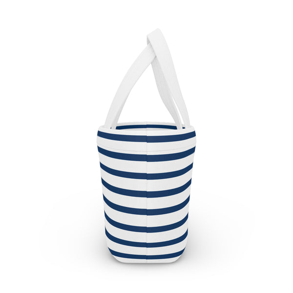 Preppy Navy Stripes lunch bag, insulated, cooler bag, One size, washable, magnet closure