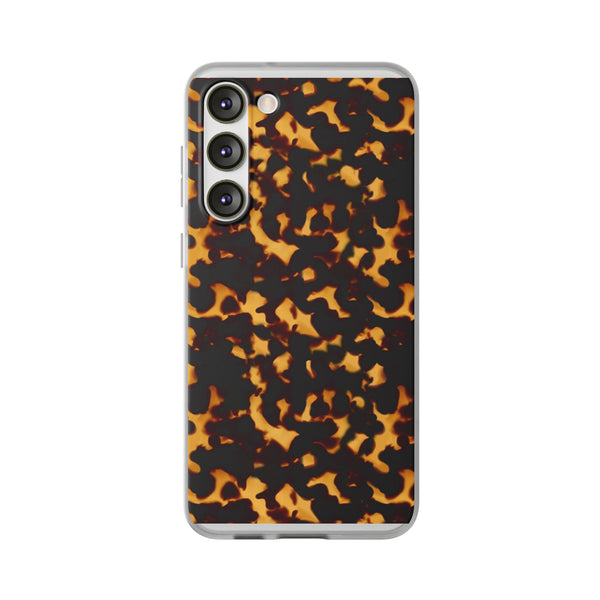 Flexible Phone Case - Tortoise Print Chic Spots leopard in classic neutral phones iphone Samsung clear access to all ports and functions