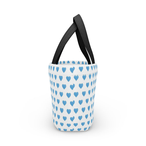 Preppy Blue Hearts lunch bag, insulated, cooler bag, One size, washable, magnet closure