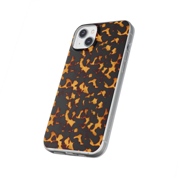 Flexible Phone Case - Tortoise Print Chic Spots leopard in classic neutral phones iphone Samsung clear access to all ports and functions