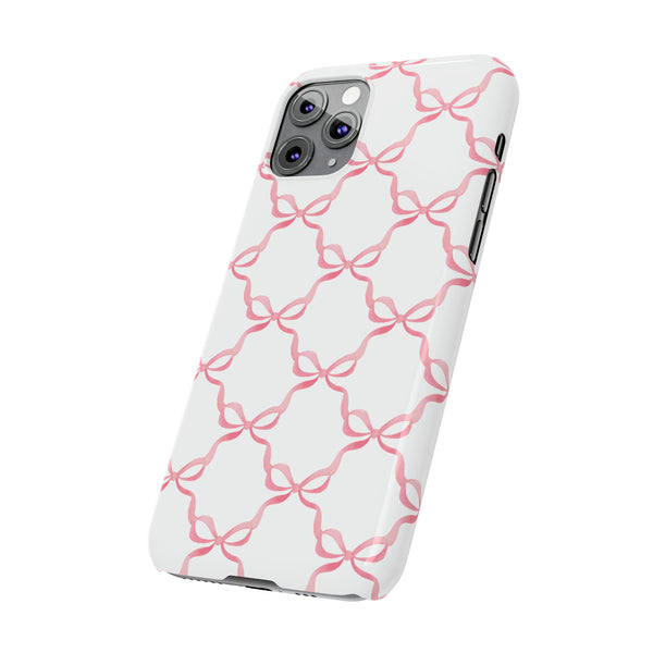 Bow Print, Coquette pink and white Phone Case