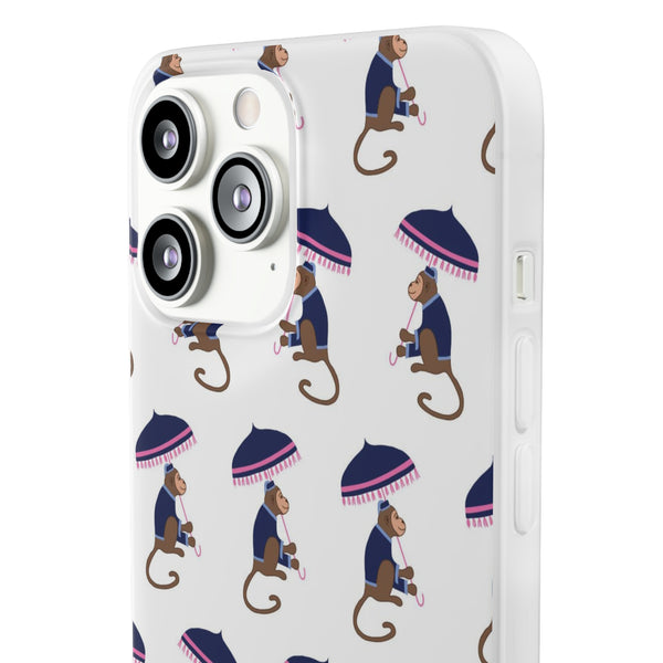 Flexible Phone Case - Preppy Chinoiserie Monkey Pattern  iphone Samsung clear access to all ports and functions