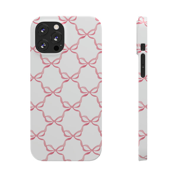 Bow Print, Coquette pink and white Phone Case