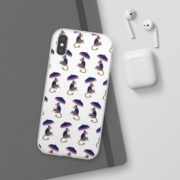 Flexible Phone Case - Preppy Chinoiserie Monkey Pattern  iphone Samsung clear access to all ports and functions