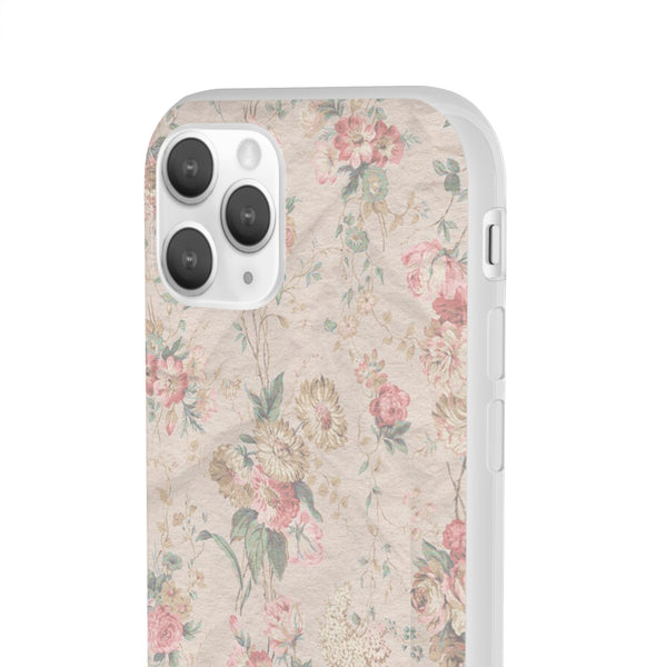 Flexible Phone Case in Romantic Floral Print - Beige, Neutral Tones