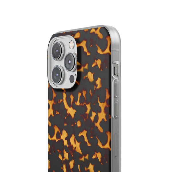 Flexible Phone Case - Tortoise Print Chic Spots leopard in classic neutral phones iphone Samsung clear access to all ports and functions