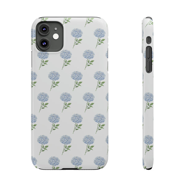 Hydrangea pattern, blue hydrangea preppy summer Phone Case Slim and Sleek, Preppy and Classic, Impact Resistant Shell