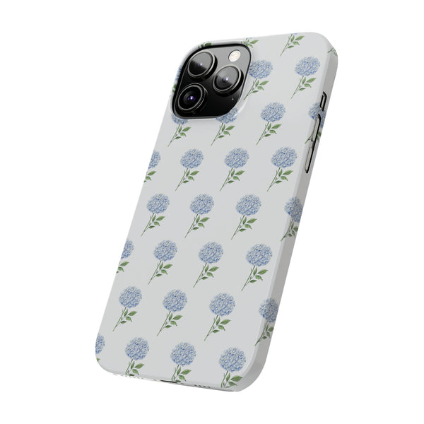 Hydrangea pattern, blue hydrangea preppy summer Phone Case Slim and Sleek, Preppy and Classic, Impact Resistant Shell