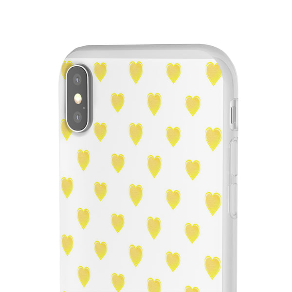 Flexible Phone Case - Yellow Hearts, Preppy iPhone case, Nantucket, Hamptons Inspired Samsung, Gift Present White Background, Clear Case