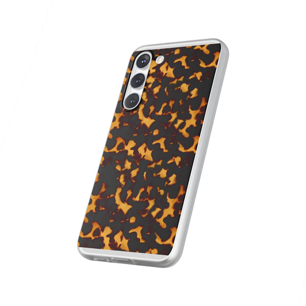 Flexible Phone Case - Tortoise Print Chic Spots leopard in classic neutral phones iphone Samsung clear access to all ports and functions