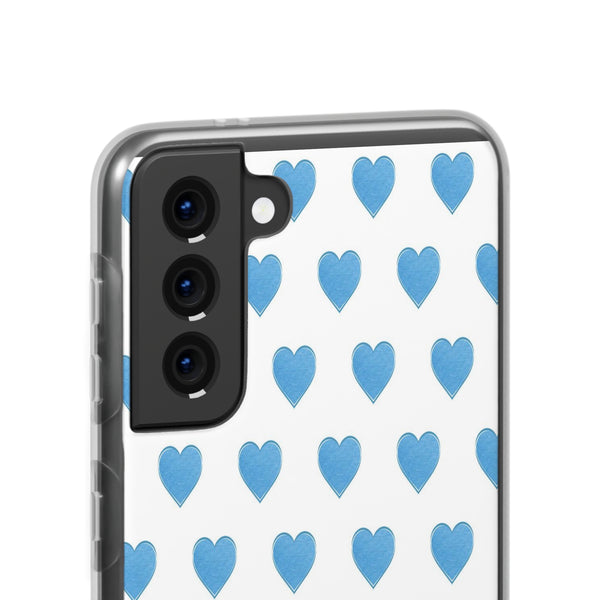 Flexible Phone Case - Preppy Hearts Watercolor Blue iPhone Protection access to all Ports & Functions Great Gift