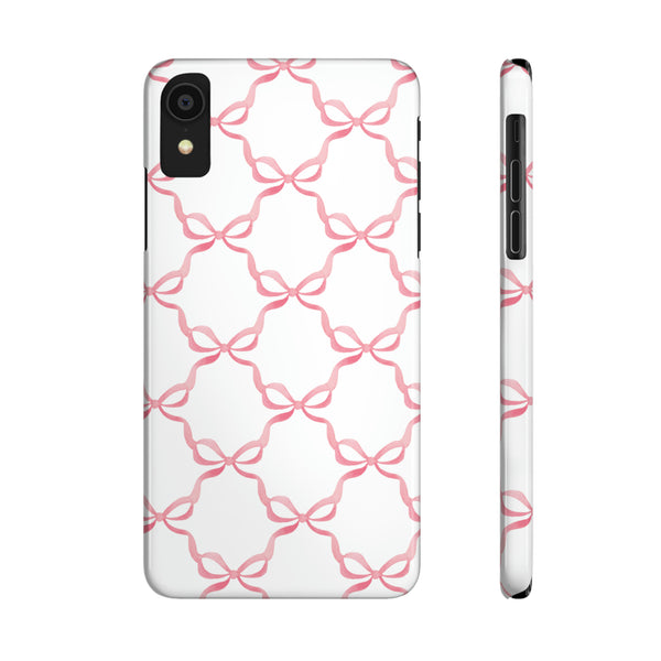 Bow Print, Coquette pink and white Phone Case