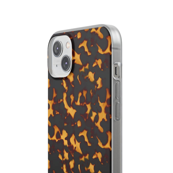Flexible Phone Case - Tortoise Print Chic Spots leopard in classic neutral phones iphone Samsung clear access to all ports and functions
