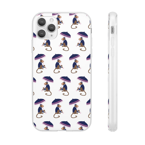 Flexible Phone Case - Preppy Chinoiserie Monkey Pattern  iphone Samsung clear access to all ports and functions