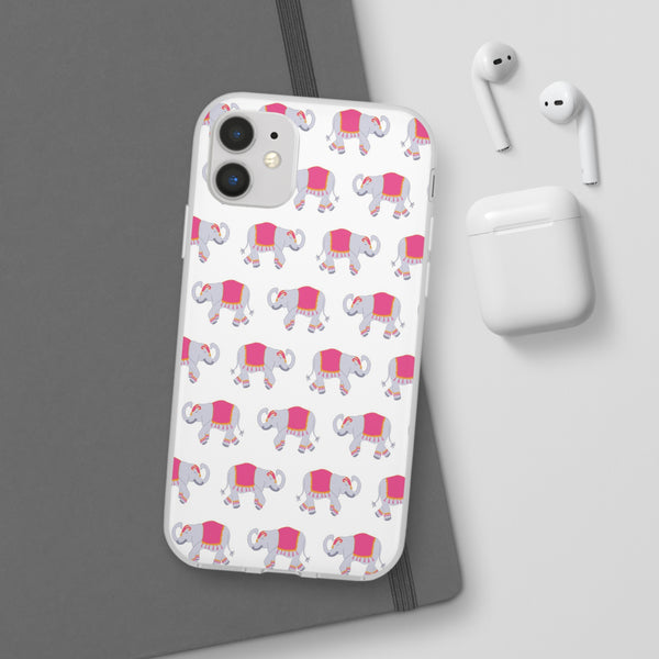 Flexible Phone Case - Preppy Chinoiserie Elephant Pattern  iphone Samsung clear access to all ports and functions