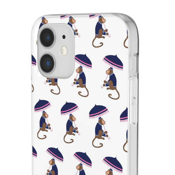 Flexible Phone Case - Preppy Chinoiserie Monkey Pattern  iphone Samsung clear access to all ports and functions