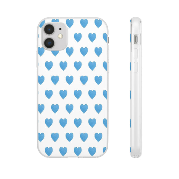 Flexible Phone Case - Preppy Hearts Watercolor Blue iPhone Protection access to all Ports & Functions Great Gift