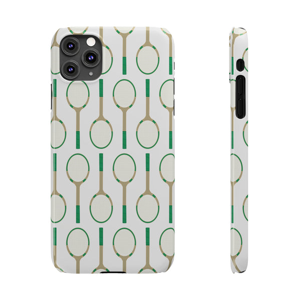 Vintage Tennis Racket in Green Phone Case Slim and Sleek, Preppy and Classic, Impact Resistant Shell