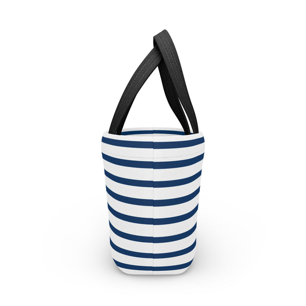 Preppy Navy Stripes lunch bag, insulated, cooler bag, One size, washable, magnet closure