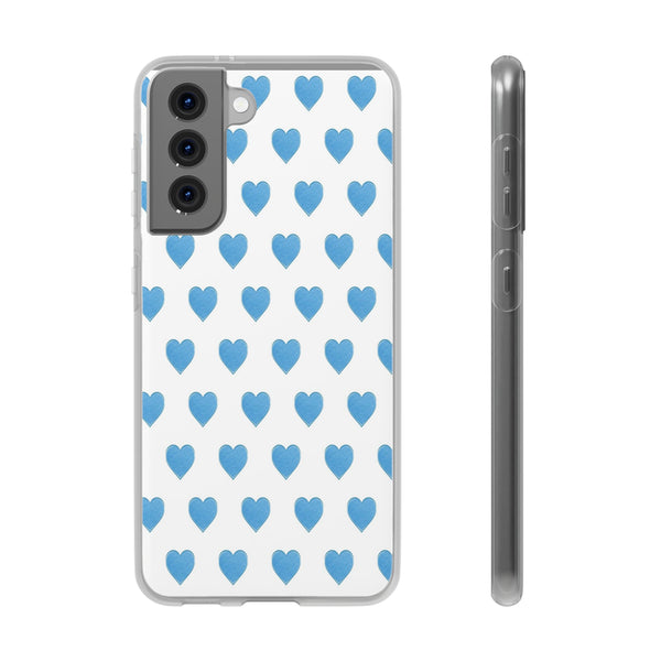 Flexible Phone Case - Preppy Hearts Watercolor Blue iPhone Protection access to all Ports & Functions Great Gift