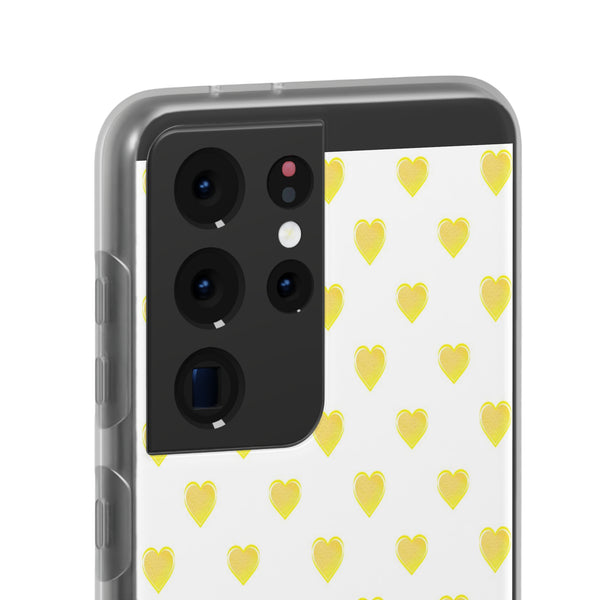 Flexible Phone Case - Yellow Hearts, Preppy iPhone case, Nantucket, Hamptons Inspired Samsung, Gift Present White Background, Clear Case