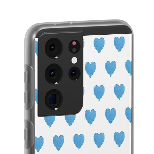Flexible Phone Case - Preppy Hearts Watercolor Blue iPhone Protection access to all Ports & Functions Great Gift