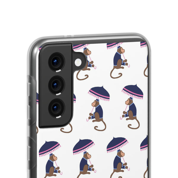 Flexible Phone Case - Preppy Chinoiserie Monkey Pattern  iphone Samsung clear access to all ports and functions