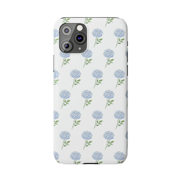 Hydrangea pattern, blue hydrangea preppy summer Phone Case Slim and Sleek, Preppy and Classic, Impact Resistant Shell