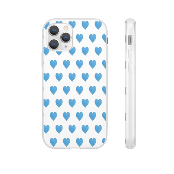 Flexible Phone Case - Preppy Hearts Watercolor Blue iPhone Protection access to all Ports & Functions Great Gift