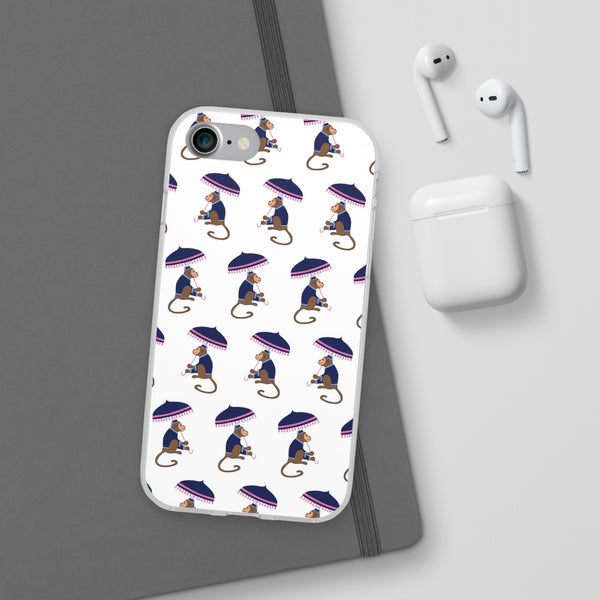 Flexible Phone Case - Preppy Chinoiserie Monkey Pattern  iphone Samsung clear access to all ports and functions