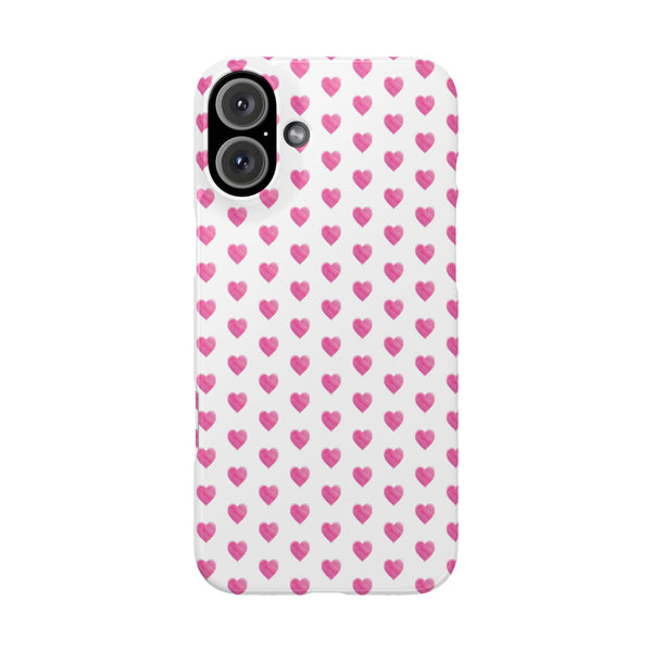 Preppy Hearts Phone Case, Hot Pink and White
