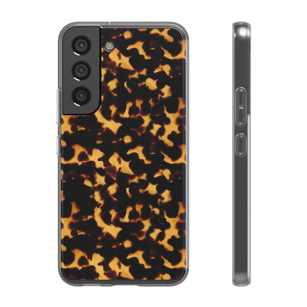 Flexible Phone Case - Tortoise Print Chic Spots leopard in classic neutral phones iphone Samsung clear access to all ports and functions