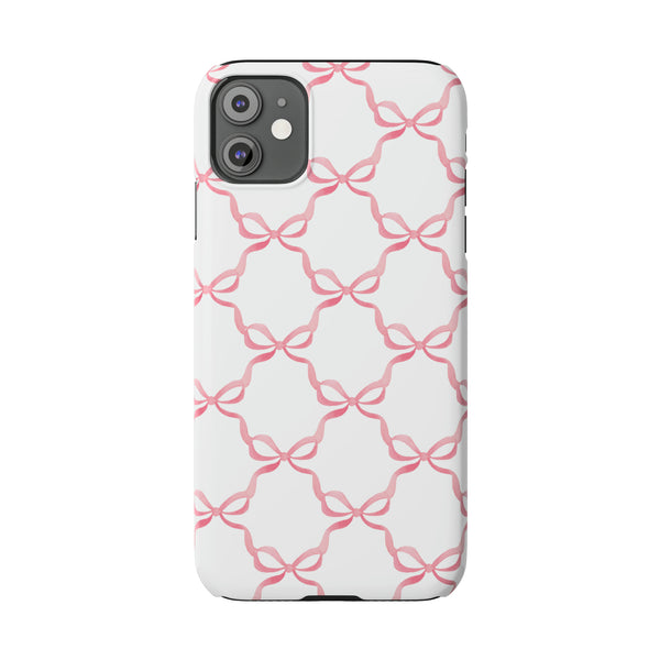 Bow Print, Coquette pink and white Phone Case