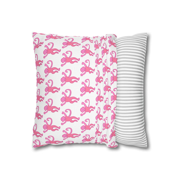 Preppy Monkey Pattern Hot Pink Pillow Cover with Zip Closure - Cover Only - Insert not included