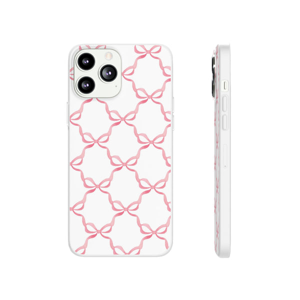 Flexible Phone Case - Preppy Chinoiserie Watercolor Bows iphone Samsung clear access to all ports and functions