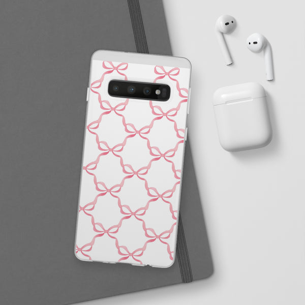 Flexible Phone Case - Preppy Chinoiserie Watercolor Bows iphone Samsung clear access to all ports and functions