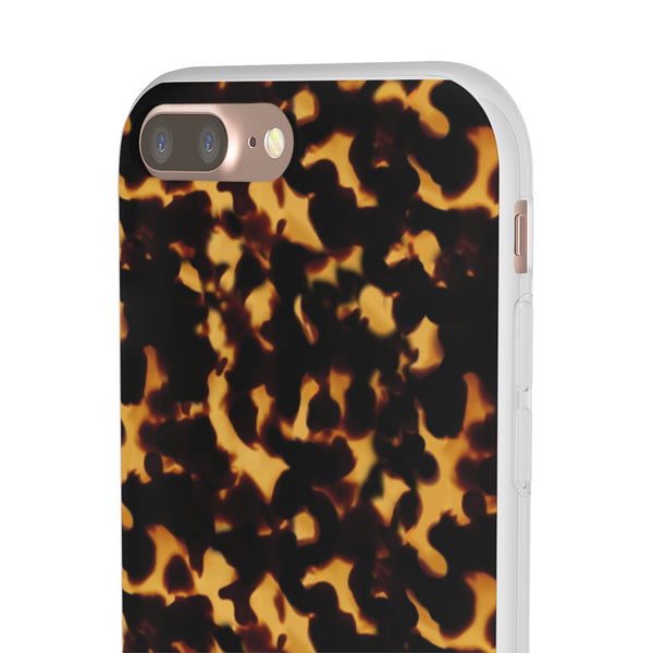 Flexible Phone Case - Tortoise Print Chic Spots leopard in classic neutral phones iphone Samsung clear access to all ports and functions