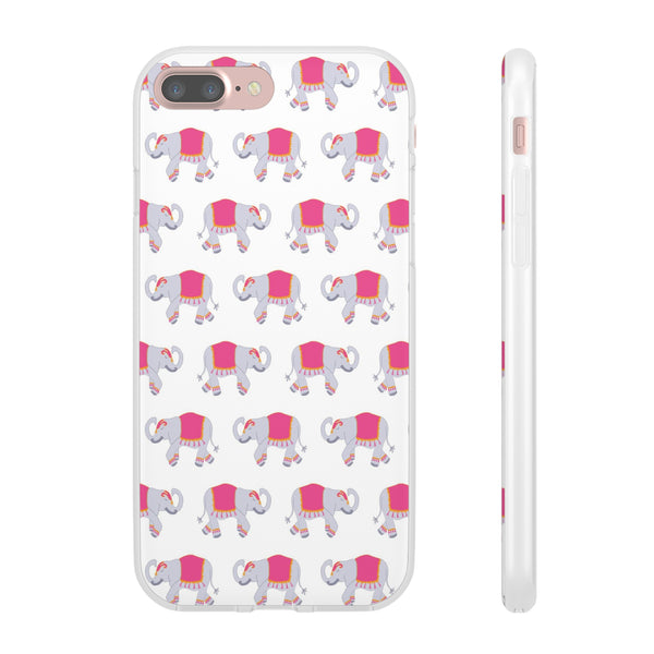 Flexible Phone Case - Preppy Chinoiserie Elephant Pattern  iphone Samsung clear access to all ports and functions