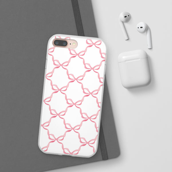 Flexible Phone Case - Preppy Chinoiserie Watercolor Bows iphone Samsung clear access to all ports and functions