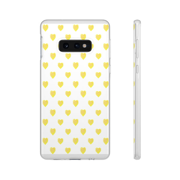 Flexible Phone Case - Yellow Hearts, Preppy iPhone case, Nantucket, Hamptons Inspired Samsung, Gift Present White Background, Clear Case