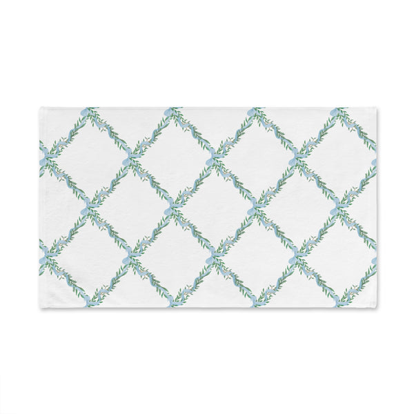 Hand Towel Bow Lattice Pattern Blue