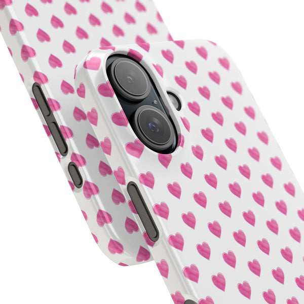 Preppy Hearts Phone Case, Hot Pink and White