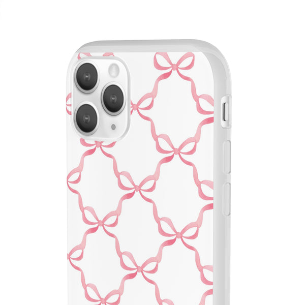 Flexible Phone Case - Preppy Chinoiserie Watercolor Bows iphone Samsung clear access to all ports and functions