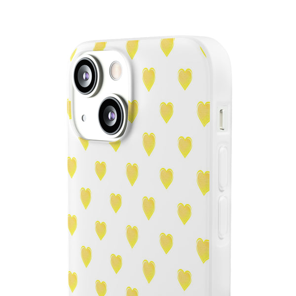 Flexible Phone Case - Yellow Hearts, Preppy iPhone case, Nantucket, Hamptons Inspired Samsung, Gift Present White Background, Clear Case