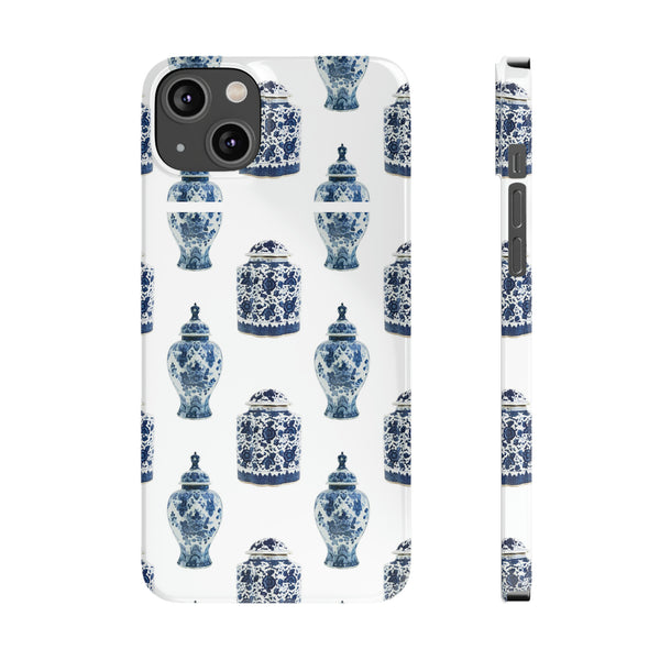 Chinoiserie Chic Toile Ginger Jar, Vase,  Phone Case in Blue and White Slim and Sleek, Preppy and Classic, Access to all Ports